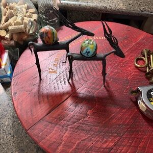 Black Metal Deer Sculptures